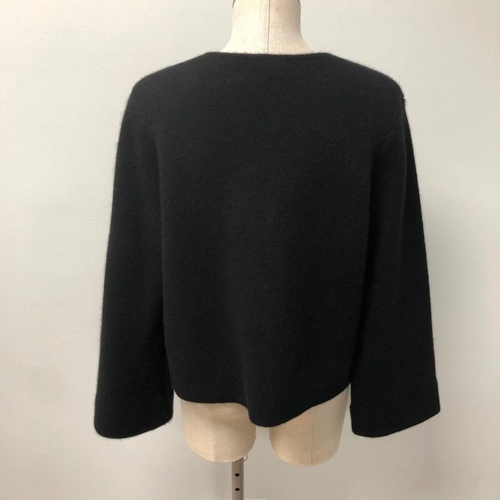 Quince Cardigan Womens Large Black Mongolian Cashmere Structured Minimalist